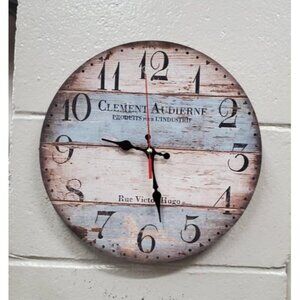 New 12 Inch Silent Vintage Wooden Round Wall Clock Arabic Numeral Vintage Rustic